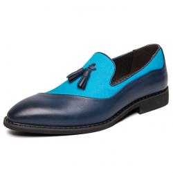 Blue Teal Tassels Patchy Business Fashion Prom Flats Dress Shoes