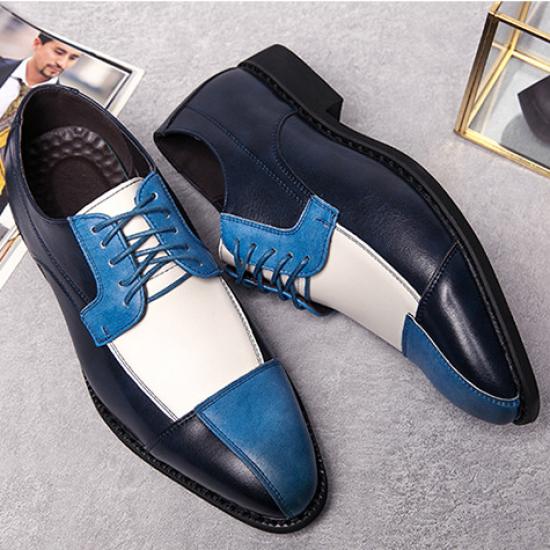 Blue White Patchy Lace Up Oxfords Prom Flats Dress Shoes Oxfords Zvoof