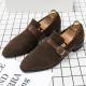 Brown Suede Monk Strap Mens Loafers Prom Flats Dress Shoes Loafers Zvoof