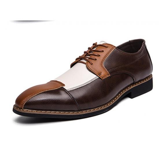 Brown White Patchy Lace Up Oxfords Prom Flats Dress Shoes Oxfords Zvoof
