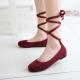 Burgundy Suede Strappy Ankle Lace Up Ballets Flats Mary Jane Shoes Mary Jane Zvoof