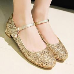 Gold Glitters Bling Party Wedding Bridal Mary Jane Flats Shoes