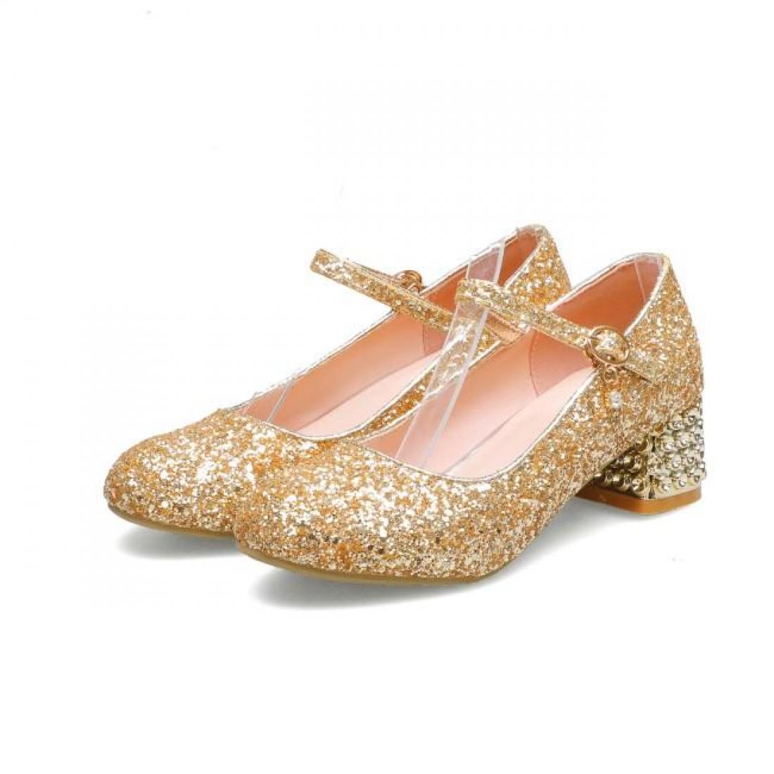 Gold Glitters Bling Party Wedding Bridal Mary Jane Heels ...