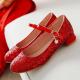 Red Glitters Bling Party Wedding Bridal Mary Jane Flats Shoes Mary Jane Zvoof