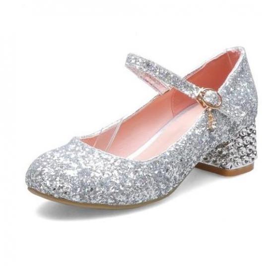 Silver Glitters Bling Party Wedding Bridal Mary Jane Heels ...