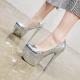 Silver Metallic Mirror Platforms Bridal Stiletto Super High Heels Shoes Super High Heels Zvoof