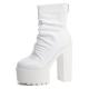 White Funky Chunky Block Sole Ankle High Heels Boots Shoes Platforms Zvoof