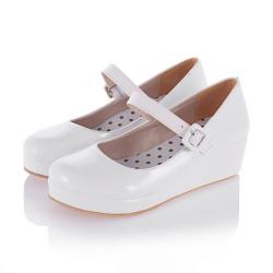 White Patent Glossy Platforms Wedges Mary Jane Flats Shoes