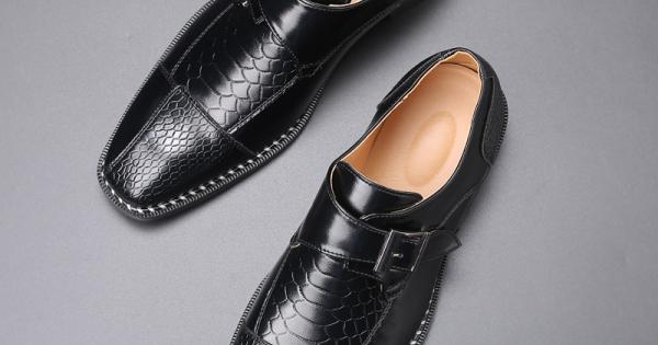 Black Blunt Buckle Monk Strap Classy Mens Loafers Dress Shoes ...