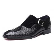  Black Croc Suede T Monk Straps Mens Loafers Flats Dress Shoes
