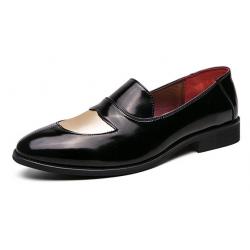 Black Gold Patent Wingtip Mens Loafers Business Flats Dress Shoes