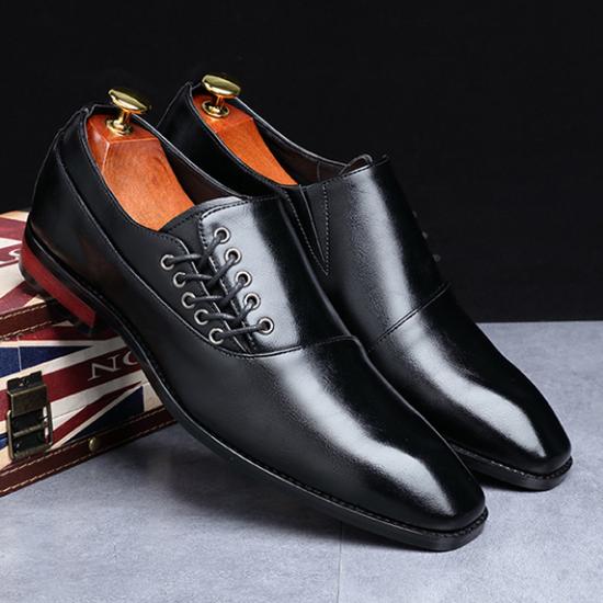 Black Side Lace Up Blunt Head Mens Loafers Dress Shoes Loafers Zvoof