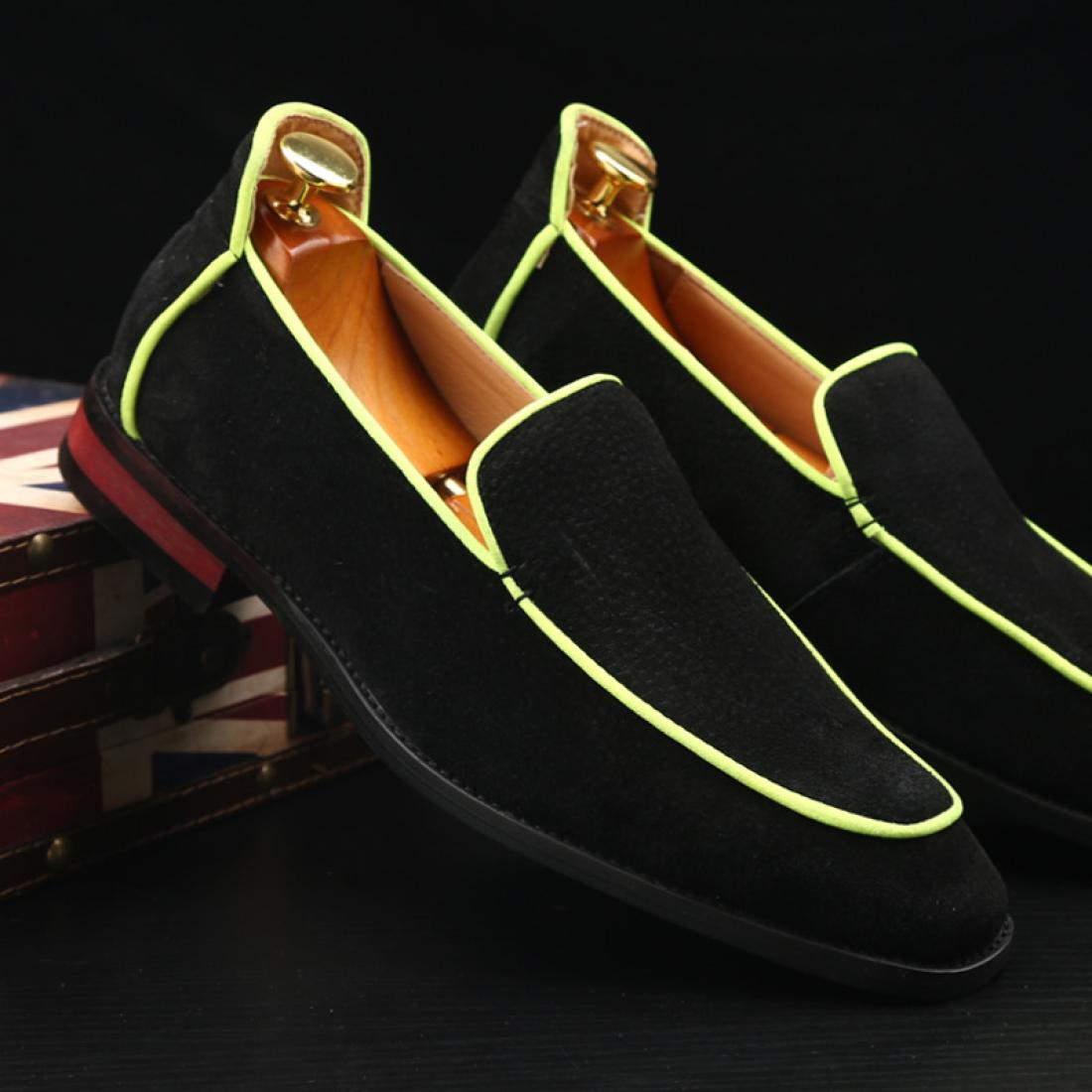 Black Yellow Mens Loafers Business Prom Flats Dress Shoe ...