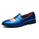 Blue Glossy Patent Wingtip Mens Loafers Business Flats Dress Shoes Loafers Zvoof