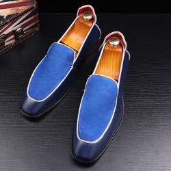 Blue Royal Mens Loafers Business Prom Flats Dress Shoes