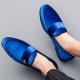 Blue Royal Velvet Gold Bee Mens Loafers Business Flats Dress Shoes Loafers Zvoof