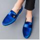 Blue Royal Velvet Gold Bee Mens Loafers Business Flats Dress Shoes Loafers Zvoof