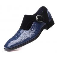 Blue T Monk Straps Mens Loafers Prom Flats Dress Shoes