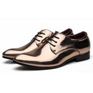 Bronze Metallic Mirror Pointed Head Lace Up Mens Oxfords Shoes