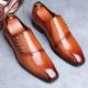 Brown Side Lace Up Blunt Head Mens Loafers Dress Shoes Loafers Zvoof