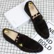 Brown Suede Gold Bee Mens Loafers Business Flats Dress Shoes Loafers Zvoof