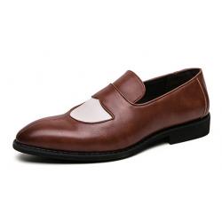 Brown White Patent Wingtip Mens Loafers Business Flats Dress Shoes