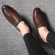 Brown ZigZag Leather Dapper Mens Loafers Flats Dress Shoes Loafers Zvoof
