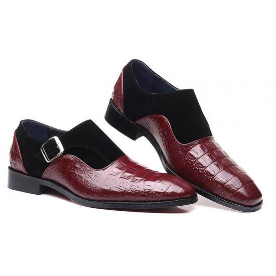 Burgundy Black Suede T Monk Straps Mens Loafers Dress Shoes Loafers Zvoof