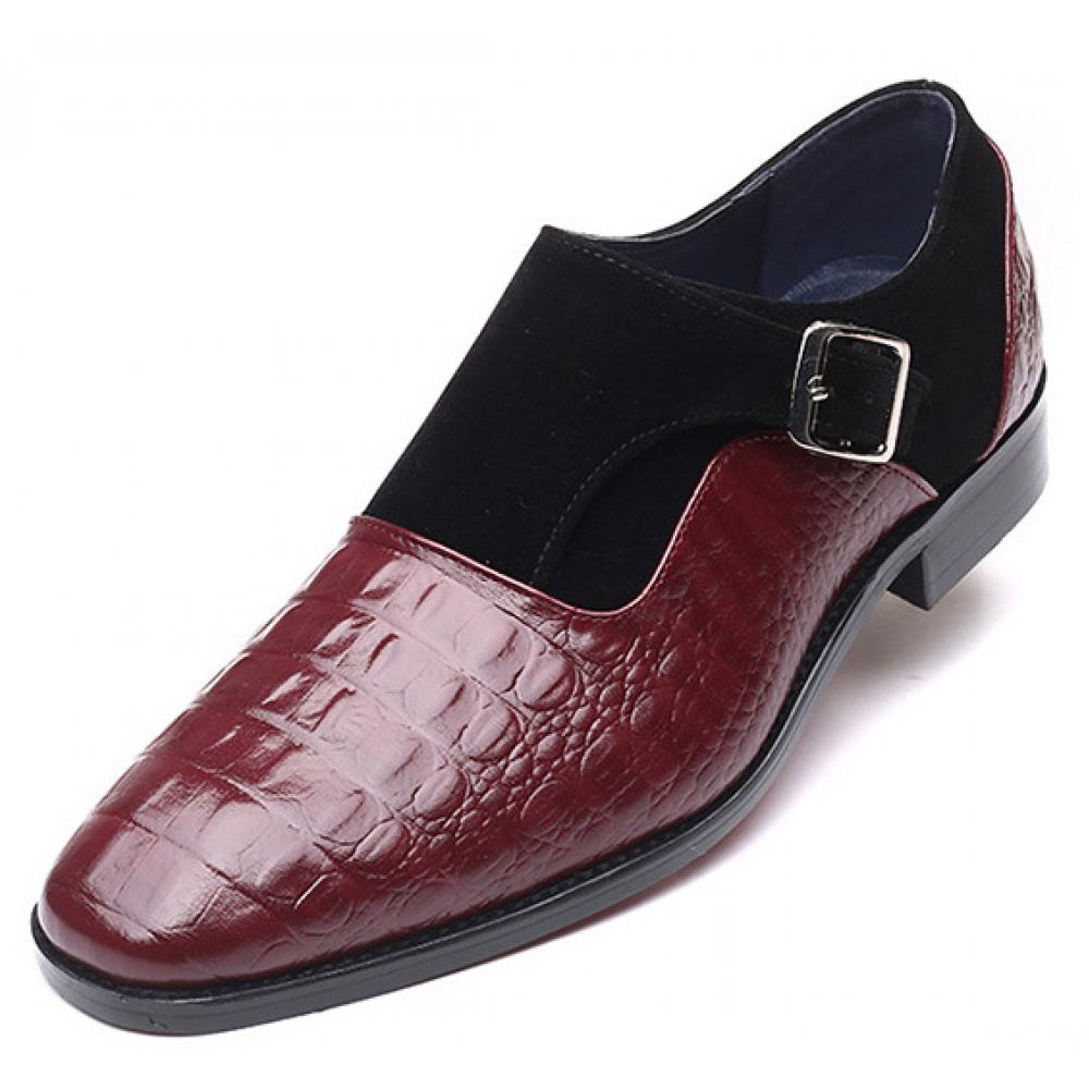 Burgundy Black Suede T Monk Straps Mens Loafers Dress Shoes ...