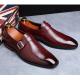 Burgundy Single Buckle Monk Strap Classy Mens Loafers Dress Shoes Loafers Zvoof
