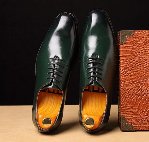 Green Lace-up Pu Leather Men's Formal Shoes For Business, Office