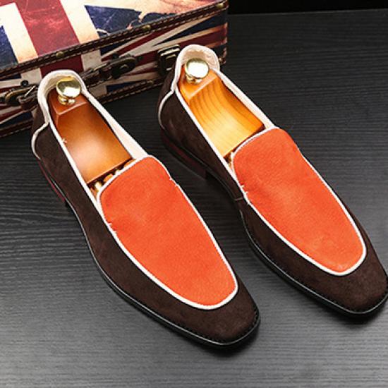 Orange Brown Mens Loafers Business Prom Flats Dress Shoe Loafers Zvoof