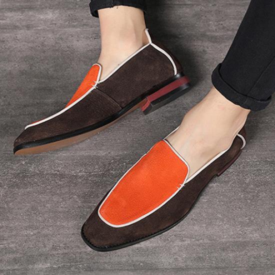 Orange Brown Mens Loafers Business Prom Flats Dress Shoe Loafers Zvoof