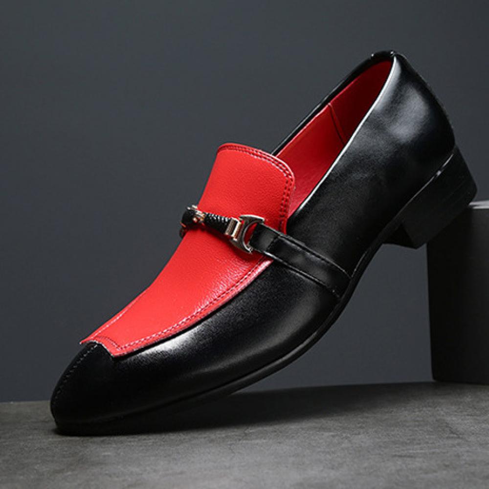 Red Black Classy Horsebit Dapper Mens Loafers Flats Dress ...