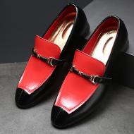 Red Black Classy Horsebit Dapper Mens Loafers Flats Dress Shoes