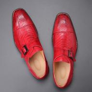 Red Blunt Buckle Monk Strap Classy Mens Loafers Dress Shoes