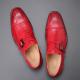Red Blunt Buckle Monk Strap Classy Mens Loafers Dress Shoes Loafers Zvoof