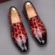 Red Leopard Patent Spikes Punk Mens Loafers Flats Dress Shoes Loafers Zvoof