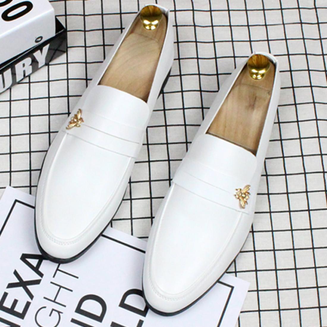 White Gold Bee Mens Loafers Business Flats Dress Shoes L