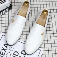 White Gold Bee Mens Loafers Business Flats Dress Shoes