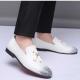 White Knitted Leather Tassels Dapper Mens Loafers Dress Shoes Loafers Zvoof