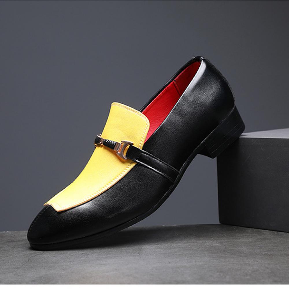 Yellow Black Classy Horsebit Dapper Mens Loafers Flats Dress ...