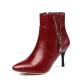 Red Side V Zippers Womens Stiletto High Heels Ankle Boots Shoes High Heels Zvoof