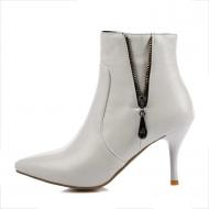 White Side V Zippers Womens Stiletto High Heels Ankle Boots Shoes