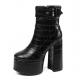 Black Croc Gothic Platforms Chunky High Heels Ankle Boots Shoes Platforms Zvoof