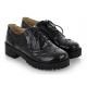 Black Patent Baroque Lace Up Cleated Sole Oxfords Shoes Oxfords Zvoof