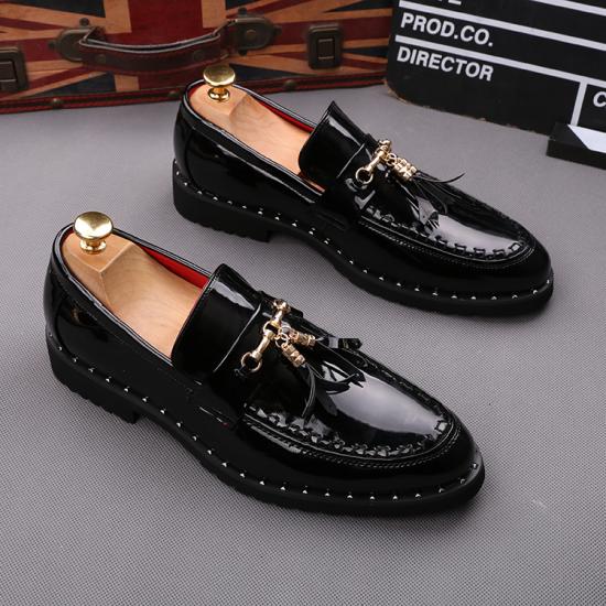 Black Patent Tassels Prom Business Mens Loafers Dress Shoes Loafers Zvoof