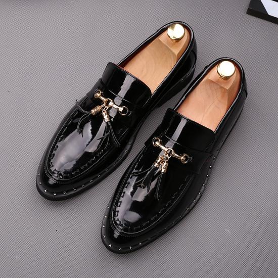 Black Patent Tassels Prom Business Mens Loafers Dress Shoes ...