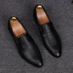 Black Pointed Head Business Mens Loafers Dress Shoes