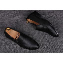 Black Pointed Head Business Mens Loafers Dress Shoes